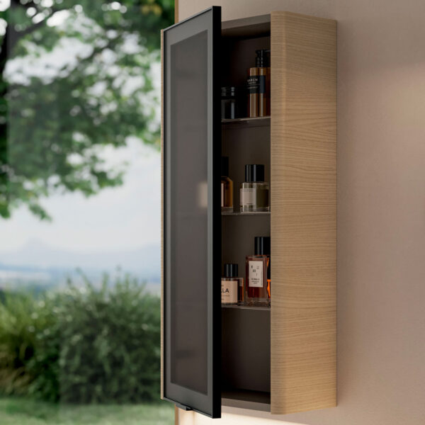 Muebles altos y columnas de vidrio deslustrado o con espejo