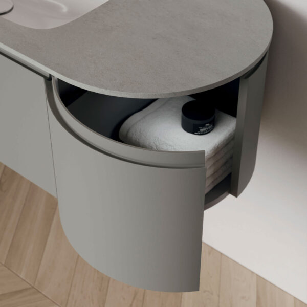 Cuatro tipos de elementos terminales curvos abribles y laterales terminales redondeados con radio de 2.6 cm