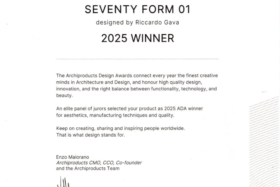 Seventy • Form ha sido seleccionado en los Archiproducts Design Awards 2025 - Ideagroup